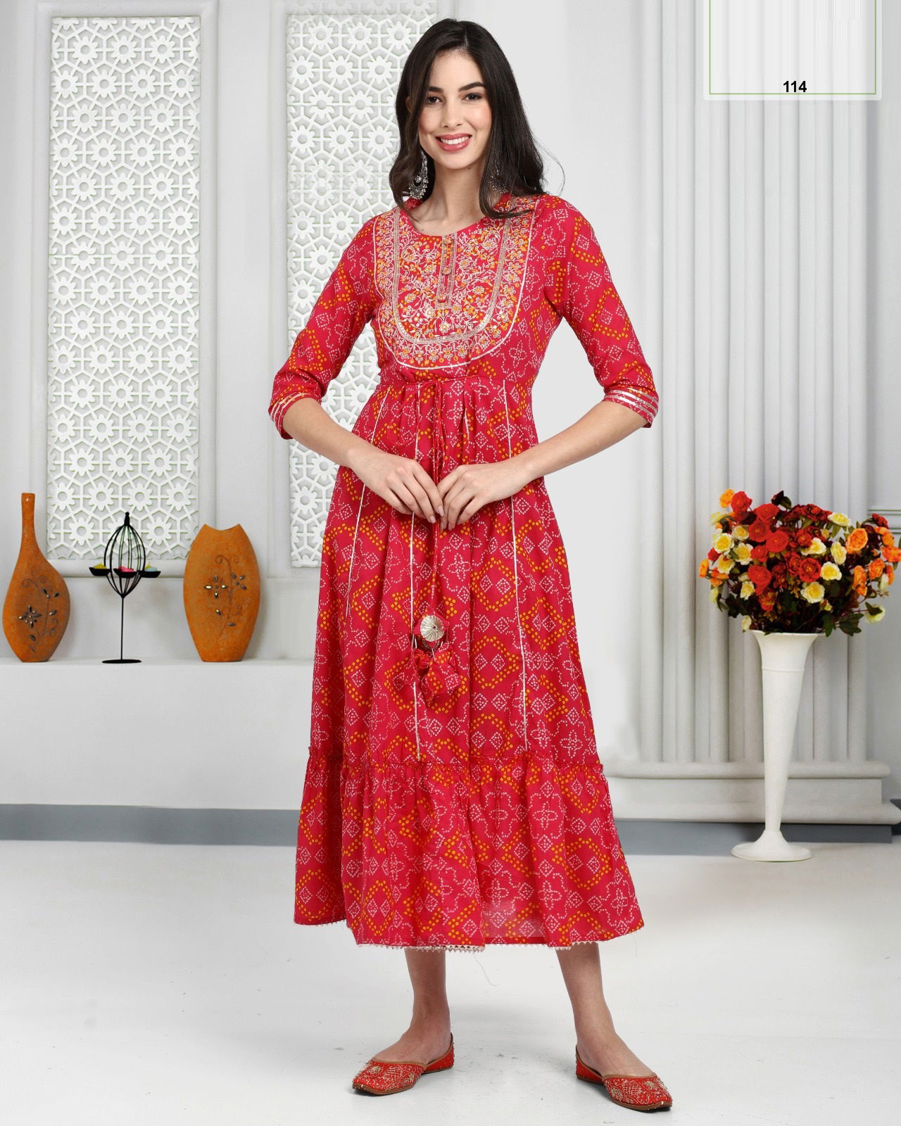 Trendy Printed Daisy Long Cotton Kurtis Catalog